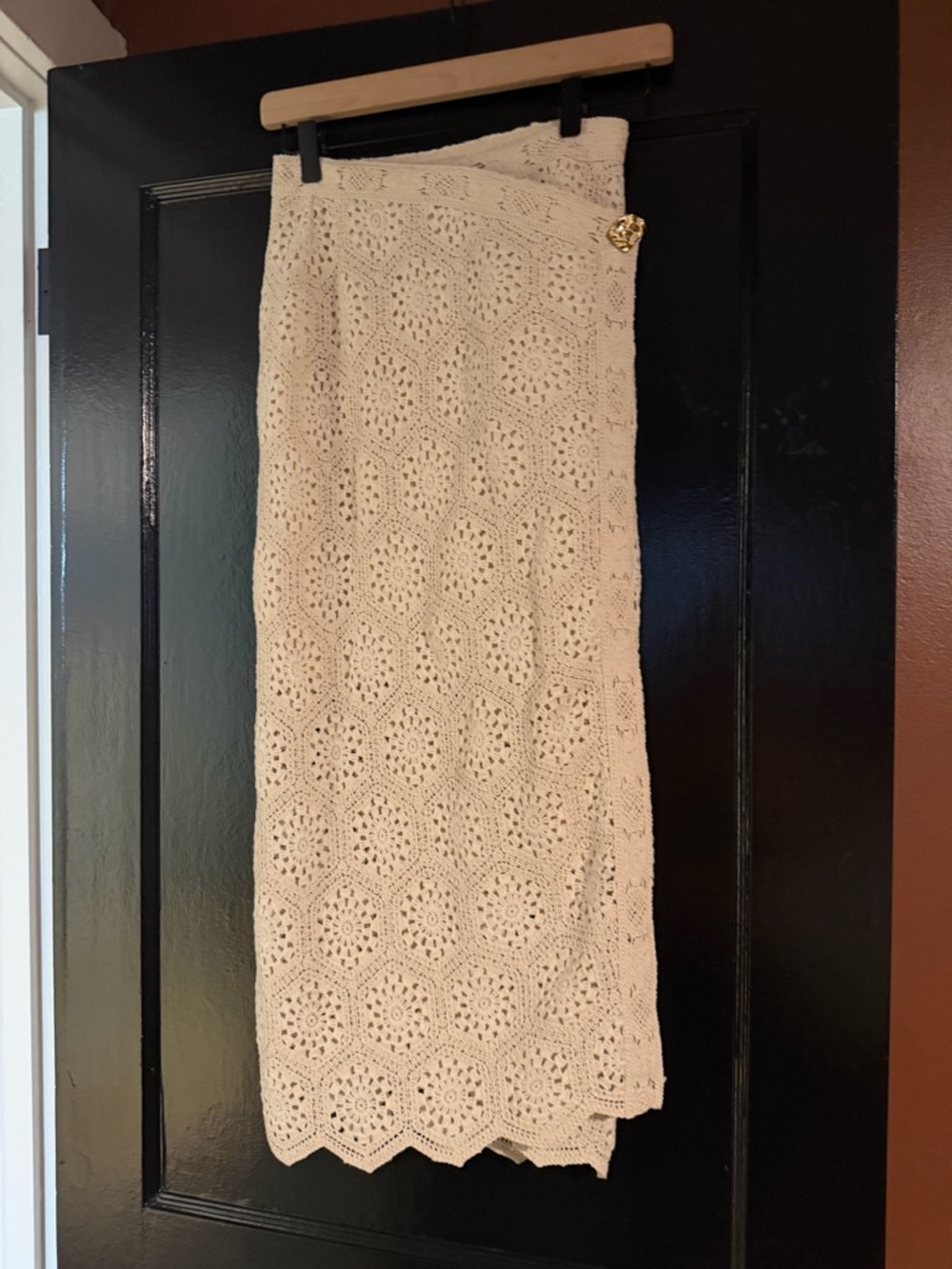 ba&sh Cream Crochet Midi Wrap Skirt - Picture 6 of 8